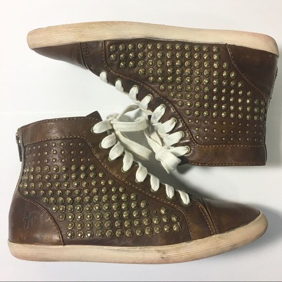 Frye Brown Kira Studded High-top Sneaker Flats - Picture 3 of 8